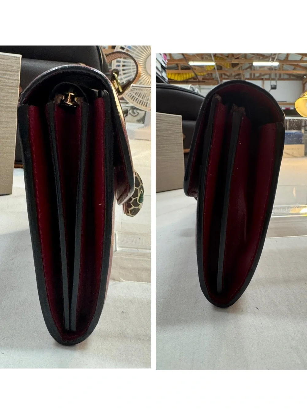Bvlgari Ruby Rose Serpenti Envelope Clutch with Snakehead Clasp Full Inclusion